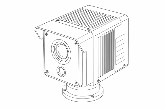 Technical drawing of a thermal imaging camera.